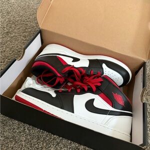 Jordan mid dunks black white and red